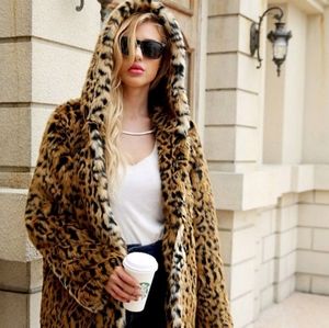 Leopard print coat with hood